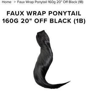 Bellami Faux Ponytail wrap 1B Off Black 20" NEW